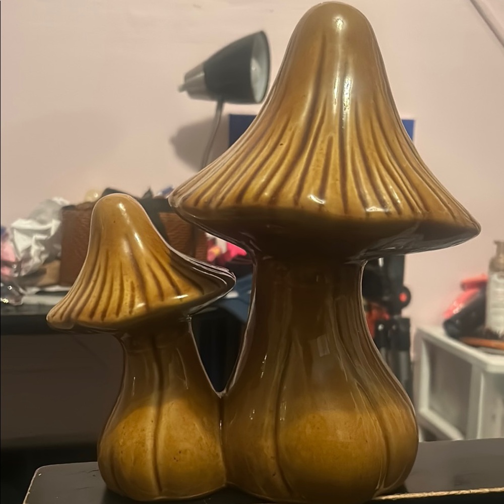 Brown Ceramic Mushroom Decor